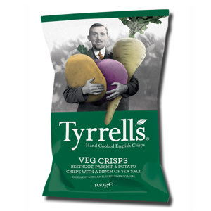 Tyrrell's Veg Crisps Beetroot, Parsnip & Potato 100g Tyrrell's Veg Crisps Beetroot, Parsnip & Potato 100g