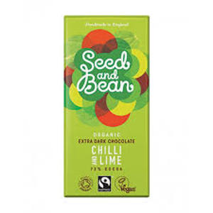 Seed and Bean Dark Chocolate 72% Chilli and Lime 85g Seed and Bean Dark Chocolate 72% Chilli and Lime 85g