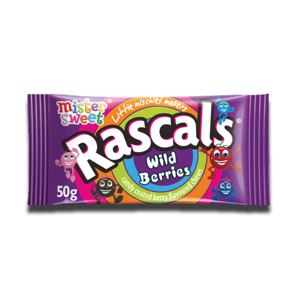Mister Sweet Rascals Wild Berry Flavours Chews 50g Mister Sweet Rascals Wild Berry Flavours Chews 50g