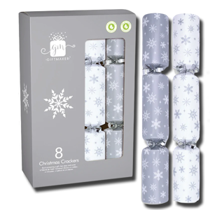 Giftmaker Christmas Crackers Silver & White 8Un x 30.50cm (8'')