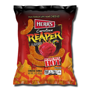 Herr's Carolina Reaper Cheese Curls Scorchin' Hot 28.4g Herr's Carolina Reaper Cheese Curls Scorchin' Hot 28.4g