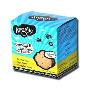 Angelic Coconut & Chia Seed Oat Biscuits 170g Angelic Coconut & Chia Seed Oat Biscuits 170g