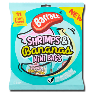 Barratt Shrimps & Bananas Mini Bags 176g Barratt Shrimps & Bananas Mini Bags 176g