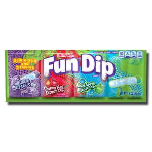 Wonka Fun Dip 2 lik-a-stix & 3 flavors 39.6g Wonka Fun Dip 2 lik-a-stix & 3 flavors 39.6g