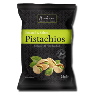 Hider Roasted & Salted Pistachios 75g Hider Roasted & Salted Pistachios 75g