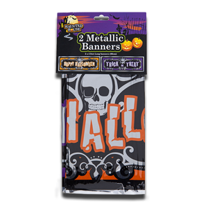 Haunted House Metallic Banner 2 Pack Decoration 90cm Haunted House Metallic Banner 2 Pack Decoration 90cm