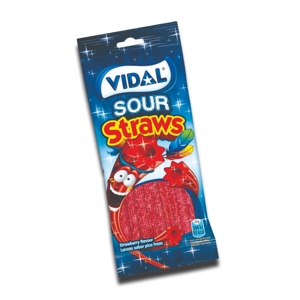 Vidal Gomas Sour Strawberry Straws 90g Vidal Gomas Sour Strawberry Straws 90g