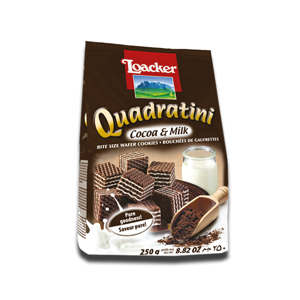 Loacker Quadratini Wafer Cookies Cocoa & Milk 250g Loacker Quadratini Wafer Cookies Cocoa & Milk 250g