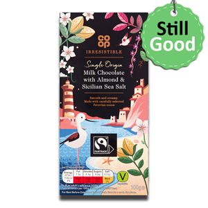 Coop Irresistible Fairtrade Milk Chocolate with Almond & Sea Salt 100g [BB: 19/10/2021]