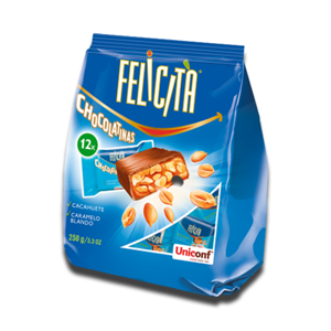 Uniconf Felicità 6 Chocolate Bars with Caramel and Peanuts 125g Uniconf Felicità 6 Chocolate Bars with Caramel and Peanuts 125g