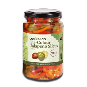 Cooks & Co Jalapeno Slices Tri-Colour 290g Cooks & Co Jalapeno Slices Tri-Colour 290g