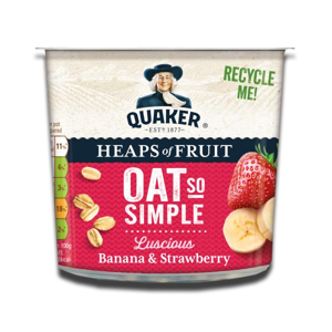 Quaker Oat So Simple Banana & Strawberry Cup 58g Quaker Oat So Simple Banana & Strawberry Cup 58g