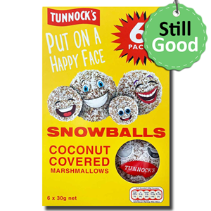 Tunnock's Snowballs Coconut Covered Marshmallows 6x30g [BB: 26/03/2022]