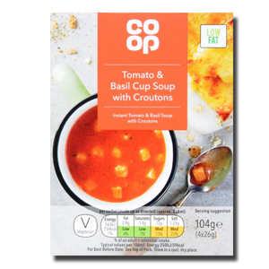 Coop Instant Cup Soup Tomato Basil With Croutons 4 x 26g 104g Coop Instant Cup Soup Tomato Basil With Croutons 4 x 26g 104g