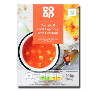 Coop Instant Cup Soup Tomato Basil With Croutons 4 x 26g 104g