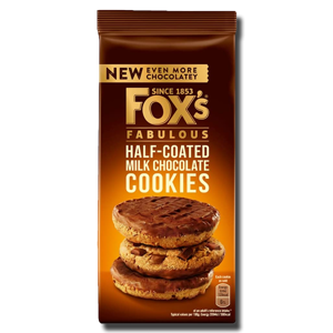 Fox's Fabulous Half Coated Milk Chocolate Cookies 175g Fox's Fabulous Half Coated Milk Chocolate Cookies 175g