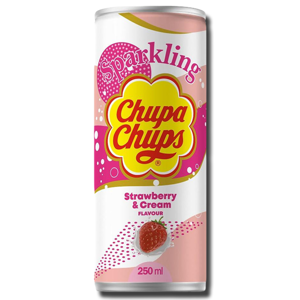 Chupa Chups Sparkling Soda Strawberry & Cream Flavour 250ml Chupa Chups Sparkling Soda Strawberry & Cream Flavour 250ml