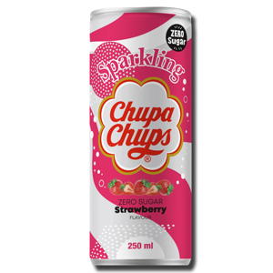Chupa Chups Sparkling Soda Zero Sugar Strawberry Flavour 250ml Chupa Chups Sparkling Soda Zero Sugar Strawberry Flavour 250ml