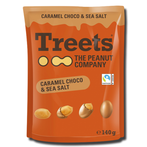 Treets Milk Chocolate Caramel & Sea Salt Covered Peanuts 140g Treets Milk Chocolate Caramel & Sea Salt Covered Peanuts 140g