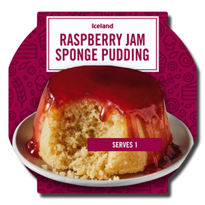 Iceland Syrup Raspberry Jam Sponge Pudding 100g Iceland Syrup Raspberry Jam Sponge Pudding 100g
