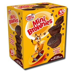 Mrs. Muffin Belgian Chocolate Brownies With Chips 16 mini 188g Mrs. Muffin Belgian Chocolate Brownies With Chips 16 mini 188g