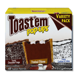 Toast'em Pop-Ups 12 Variety Chocolate Fudge, S'Mores, Cookies & Creme 576g