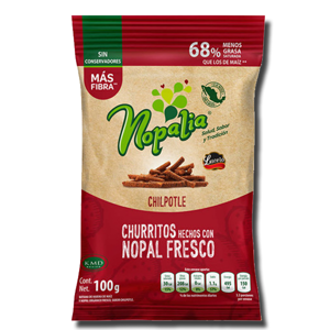 Nopalia Churritos Nopal Chipotle 80g Nopalia Churritos Nopal Chipotle 80g