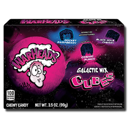 Warheads Chewy Candy Cubes Galactic Carton 99g