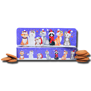 Farmhou Biscuits Embossed Christmas Cat Tin 225g