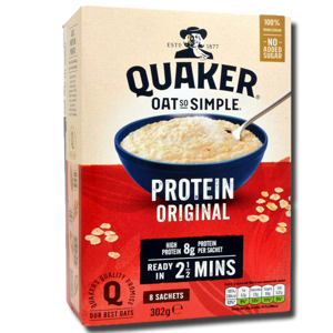 Quaker Oat So Simple Protein Original 8's 302g Quaker Oat So Simple Protein Original 8's 302g