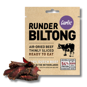 Runder Premium Beef Sliced Biltong Garlic 40g Runder Premium Beef Sliced Biltong Garlic 40g