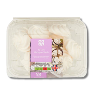 Coop British Egg 12 Mini Meringue Shells 110g Coop British Egg 12 Mini Meringue Shells 110g