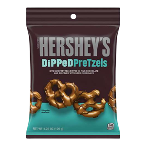 Hersheys Milk Chocolate Dipped Pretzels Bag 120g