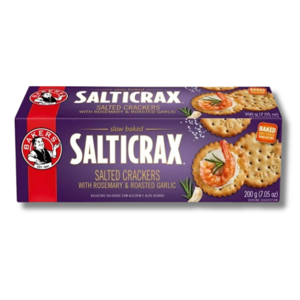 Bakers Salticrax With Rosemary & Roasted Garlic 200g Bakers Salticrax With Rosemary & Roasted Garlic 200g
