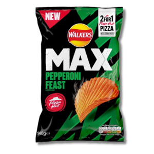 Walkers Max Pizza Hut Pepperoni Feast Crisps 140g Walkers Max Pizza Hut Pepperoni Feast Crisps 140g