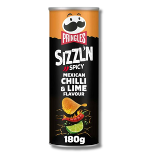 Pringles Sizzl'n Spicy Mexican Chilli & Lime Flavour 180g Pringles Sizzl'n Spicy Mexican Chilli & Lime Flavour 180g