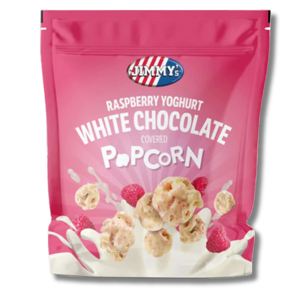 Jimmy's Popcorn Yoghurt Raspberry White Chocolate 120g Jimmy's Popcorn Yoghurt Raspberry White Chocolate 120g