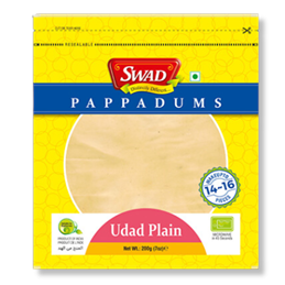 Swad Pappadums Udad Plain 200g