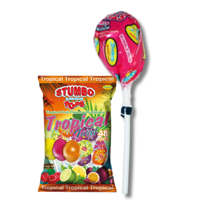 Stumbo Bubblegum Lollipops - Tropical Fruit 18g Stumbo Bubblegum Lollipops - Tropical Fruit 18g