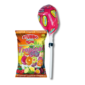 Stumbo Bubblegum Lollipops - Tropical Fruit 18g