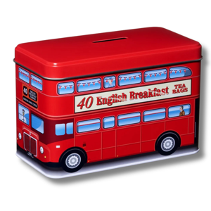 London Bus English Breakfast Tea Bags Money Box Tin 125g