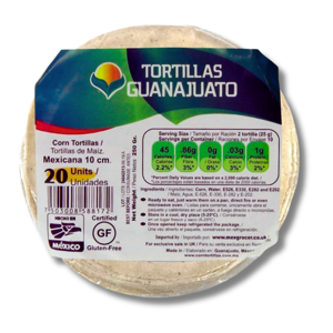 Guanajuato White Corn Tortilla 10cm 20's 250g Guanajuato White Corn Tortilla 10cm 20's 250g
