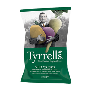 Tyrrell's Veg Crisps Beetroot, Parsnip & Potato 100g Tyrrell's Veg Crisps Beetroot, Parsnip & Potato 100g