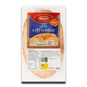 Iceland 6 White Pitta Breads 420g Iceland 6 White Pitta Breads 420g
