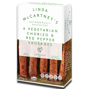 Linda McCartney 6 Vegetarian Chorizo Red pepper Sausages 270g Linda McCartney 6 Vegetarian Chorizo Red pepper Sausages 270g