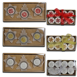 Snow White Christmas Shaped Candle Set and Holders Snow White Christmas Shaped Candle Set and Holders