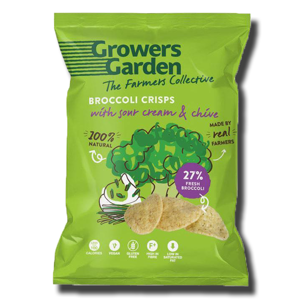 Growers Garden Broccoli Crisps Sour Cream & Chive 78g Growers Garden Broccoli Crisps Sour Cream & Chive 78g