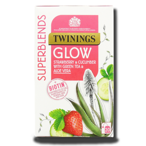 Twinings Glow Strawberry & Cucumber with Green Tea & Aloe Vera 20's 30g Twinings Glow Strawberry & Cucumber with Green Tea & Aloe Vera 20's 30g