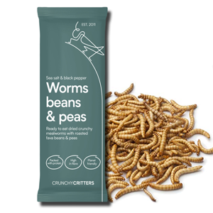 Crunchy Critters Worms Beans & Peas Sea Salt & Black Pepper 30g Crunchy Critters Worms Beans & Peas Sea Salt & Black Pepper 30g