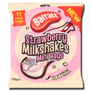 Barratt Strawberry Milkshakes Mini Bags 176g Barratt Strawberry Milkshakes Mini Bags 176g